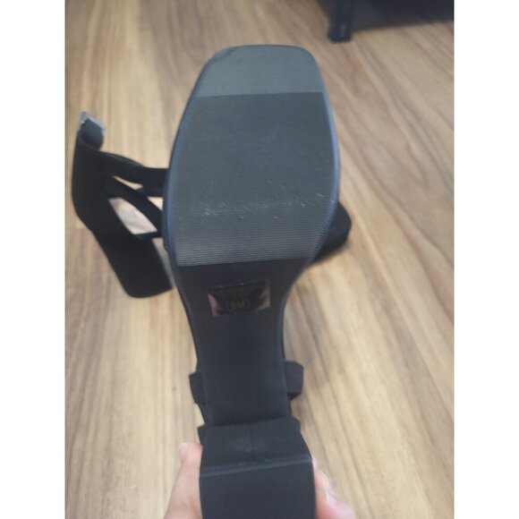 Y Not? Black Womens Block Heel Sandals With Ankle Strap, Size 8 M - Picture 4 of 6